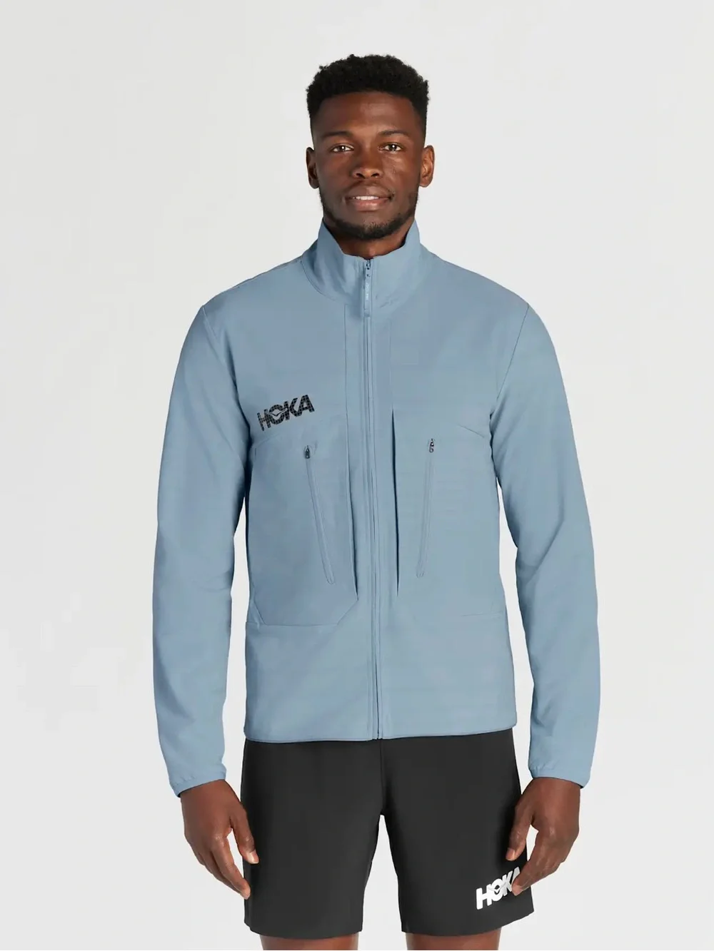 Hoka Mission Full Zip Jacket Light Blue Size XXL Activewear Running Lightweight